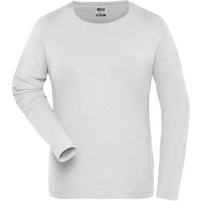 Damen Bio Workwear Stretch T-Shirt langarm - Solid